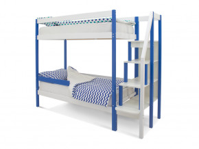 Двухъярусная кровать Svogen с бортиком синий-белый в Полевском - polevskoj.magazinmebel.ru | фото - изображение 1