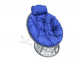 Кресло Папасан мини пружинка с ротангом синяя подушка в Полевском - polevskoj.magazinmebel.ru | фото
