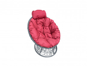 Кресло Папасан мини с ротангом красная подушка в Полевском - polevskoj.magazinmebel.ru | фото