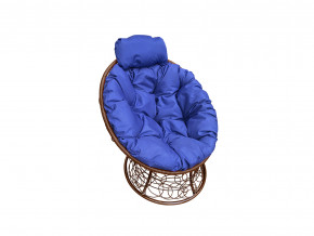 Кресло Папасан мини с ротангом синяя подушка в Полевском - polevskoj.magazinmebel.ru | фото