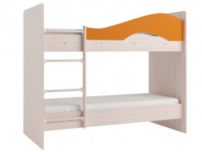 Кровать 2-х ярусная Мая на латофлексах млечный дуб, оранжевая в Полевском - polevskoj.magazinmebel.ru | фото