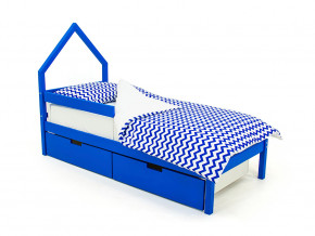 Кровать-домик мини Svogen с ящиками и бортиком синий в Полевском - polevskoj.magazinmebel.ru | фото