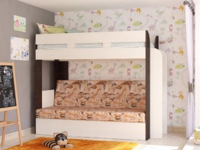 Кровать двухъярусная Карамель 75 венге ткань савана в Полевском - polevskoj.magazinmebel.ru | фото