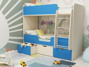 Кровать двухъярусная Малыш двойняшка дуб молочный-голубой в Полевском - polevskoj.magazinmebel.ru | фото - изображение 1