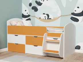 Кровать Малыш-7 белое дерево-оранжевый в Полевском - polevskoj.magazinmebel.ru | фото - изображение 1