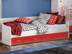 Кровать с ящиками Вега Алфавит Красный в Полевском - polevskoj.magazinmebel.ru | фото