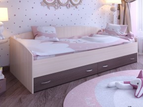 Кровать с выкатными ящиками Дуб молочный-Бодего в Полевском - polevskoj.magazinmebel.ru | фото