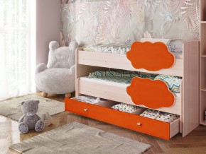 Кровать Соник с ящиком млечный дуб-оранж в Полевском - polevskoj.magazinmebel.ru | фото