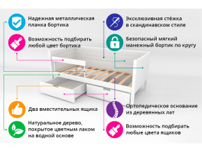 Кровать-тахта мягкая Svogen с ящиками и бортиком мятно-синий в Полевском - polevskoj.magazinmebel.ru | фото - изображение 3