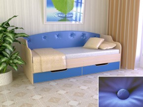 Кровать Юниор Тип 2 дуб молочный/синий 800х1600 в Полевском - polevskoj.magazinmebel.ru | фото - изображение 1