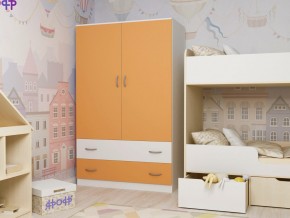 Шкаф двухстворчатый белый-оранж в Полевском - polevskoj.magazinmebel.ru | фото